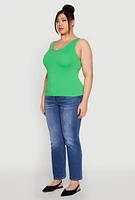 Womens Plus Seamless Rib Knit Tank Top, 2X-3X