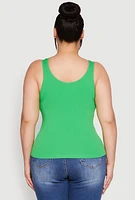 Womens Plus Seamless Rib Knit Tank Top, 2X-3X