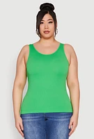 Womens Plus Seamless Rib Knit Tank Top, 2X-3X