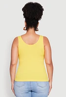 Womens Plus Size Seamless Rib Knit Tank Top, Yellow, Size 2X-3X