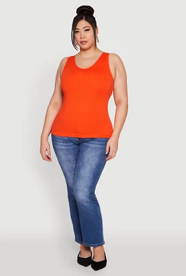 Womens Plus Seamless Rib Knit Tank Top,