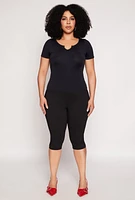 Womens Plus Seamless Notch Neck Tee,