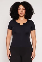 Womens Plus Seamless Notch Neck Tee,