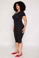 Womens Plus Seamless Notch Neck Tee,