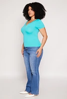 Womens Plus Seamless Notch Neck Tee,