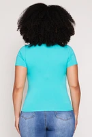 Womens Plus Seamless Notch Neck Tee,