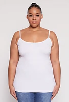 Womens Plus Size Basic Seamless Cami, White, Size 1X