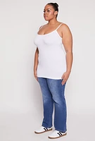Womens Plus Size Basic Seamless Cami, White, Size 1X