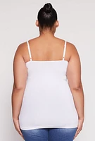 Womens Plus Size Basic Seamless Cami, White, Size 1X