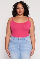 Womens Plus Size Basic Seamless Cami, Pink, Size 1X