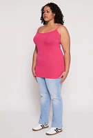 Womens Plus Size Basic Seamless Cami, Pink, Size 1X