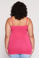 Womens Plus Size Basic Seamless Cami, Pink, Size 1X