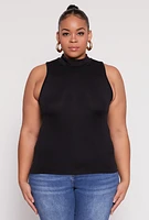 Womens Plus Sleeveless Mock Neck Top,