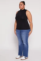 Womens Plus Sleeveless Mock Neck Top,