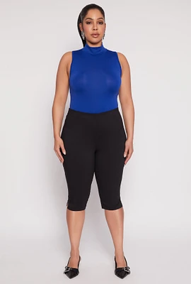 Womens Plus Sleeveless Mock Neck Top, 2X-3X