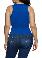 Womens Plus Basic Ribbed Knit Seamless Tank Top,