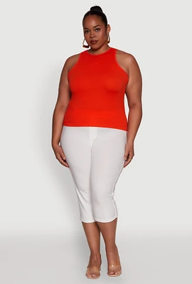 Womens Plus Basic Crew Neck Tank Top,