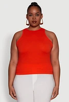 Womens Plus Basic Crew Neck Tank Top,