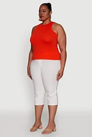 Womens Plus Basic Crew Neck Tank Top,