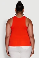 Womens Plus Basic Crew Neck Tank Top,