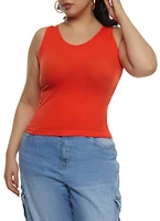 Womens Plus Size Sleeveless Seamless Tank Top, Orange, Size 2X-3X