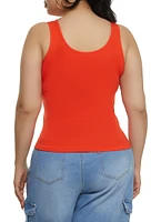 Womens Plus Size Sleeveless Seamless Tank Top, Orange, Size 2X-3X