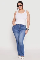 Womens Plus Size Seamless Ribbed Knit Trim Tank Top, White, Size 1X-2X