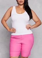Womens Plus Size Scoop Back Tank Top, White, Size 2X-3X
