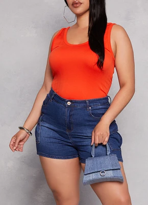 Womens Plus Size Scoop Back Tank Top, Orange, Size 1X-2X