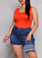 Womens Plus Size Scoop Back Tank Top, Orange, Size 1X-2X