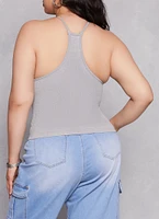 Womens Plus Seamless Racerback High Neck Tank Top,