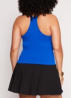 Womens Plus Seamless Racerback High Neck Tank Top,