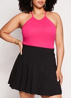 Womens Plus Seamless Racerback High Neck Tank Top, 1X-2X