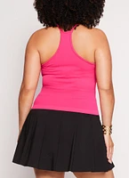 Womens Plus Seamless Racerback High Neck Tank Top, 1X-2X