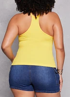 Womens Plus Size Seamless Racerback High Neck Tank Top, Yellow, Size 2X-3X