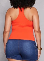 Womens Plus Seamless Racerback High Neck Tank Top,