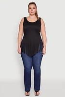 Womens Plus Fringe Hem Tank Top,