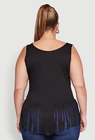 Womens Plus Fringe Hem Tank Top,