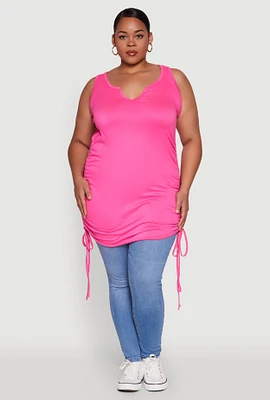 Womens Plus Drawstring Side Tank Top,