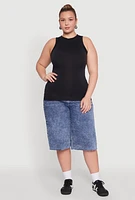 Womens Plus Size Seamless Crew Neck Tank Top, Black, Size 3X-4X