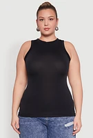 Womens Plus Size Seamless Crew Neck Tank Top, Black, Size 3X-4X