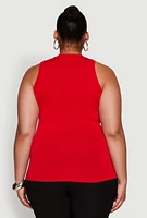 Womens Plus Size Seamless Crew Neck Tank Top, Red, Size 1X-2X