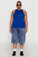 Womens Plus Seamless Crew Neck Tank Top,