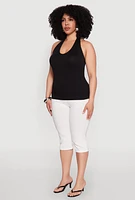 Womens Plus Ribbed Knit Seamless Halter Top, 3X-4X