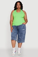 Womens Plus Ribbed Knit Seamless Halter Top,