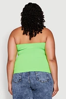 Womens Plus Ribbed Knit Seamless Halter Top,