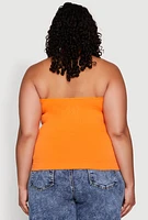 Womens Plus Ribbed Knit Seamless Halter Top, 1X-2X