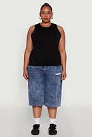 Womens Plus Seamless Textured Knit Tank Top,