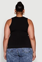 Womens Plus Seamless Textured Knit Tank Top,