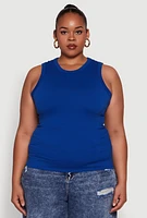 Womens Plus Size Seamless Textured Knit Tank Top, Blue, Size 3X-4X